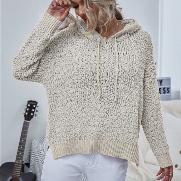 SOFTEST EVER Popcorn knit hoodie pullover blue - Picture 9 of 10